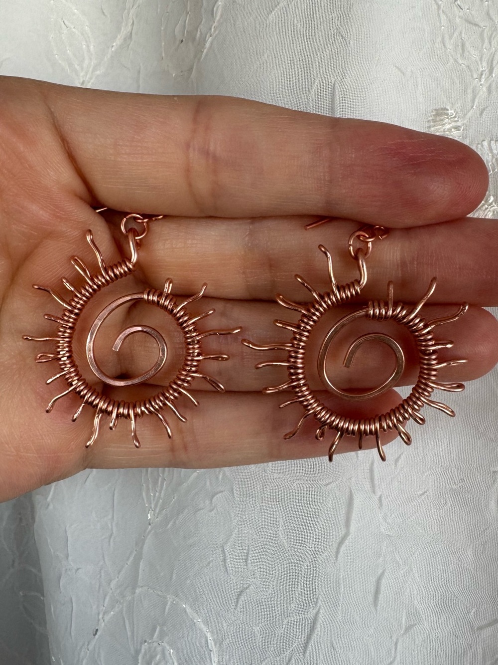 Handmade Copper Sun Drop Earrings